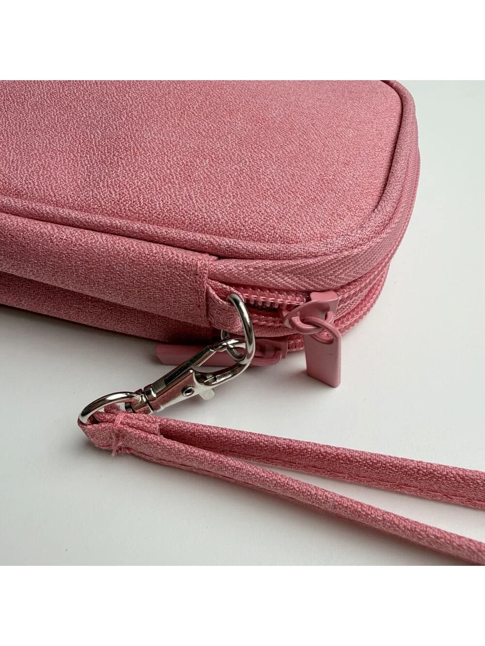 Pink Travel Electronics Organizer Case Cable Charger Cord Storage Wrist Strap